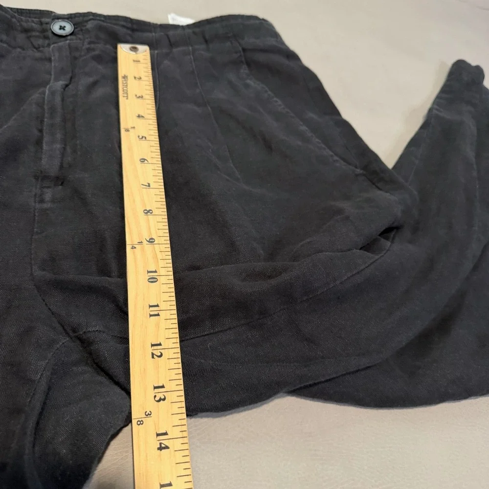 Banana Republic Women Black Linen Wide Pleat Trouser Pant Lagenlook Flow-16-6953